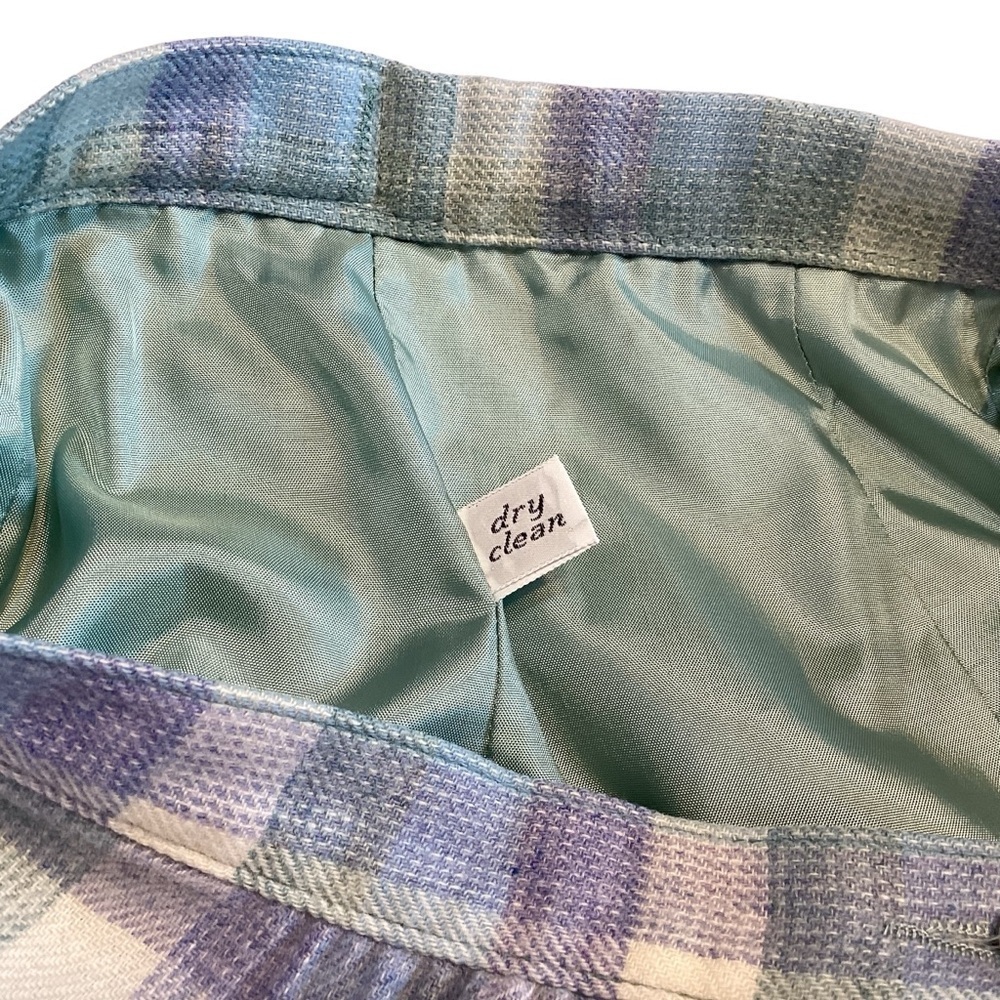 Pendleton Skirt Sz 8 Blue Vintage Virgin Wool Midi Plaid Pockets EUC - Picture 7 of 7